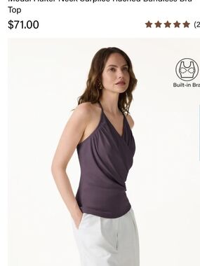 OGL Sleeveless Draped Halter Tank Top - Purple Gloam